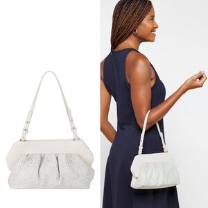 NWT Vince Camuto Amari Leather Clutch Bag in Cotton White, New w/Tag $158